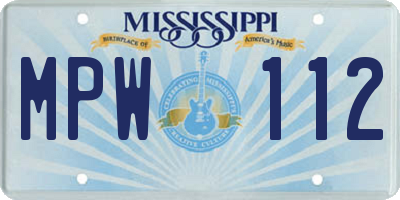 MS license plate MPW112