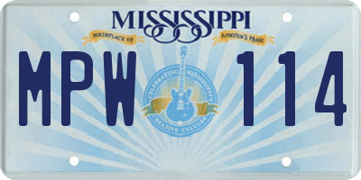 MS license plate MPW114