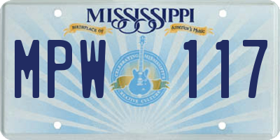 MS license plate MPW117