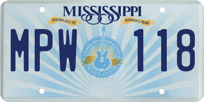 MS license plate MPW118