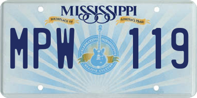 MS license plate MPW119