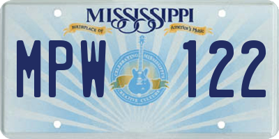 MS license plate MPW122