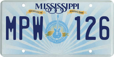MS license plate MPW126