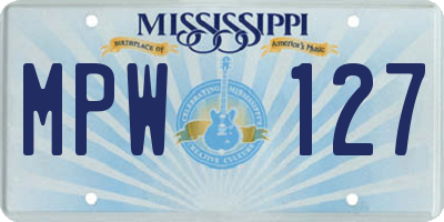 MS license plate MPW127