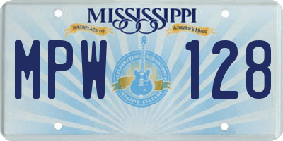 MS license plate MPW128