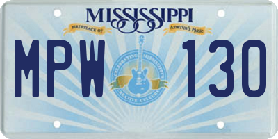 MS license plate MPW130