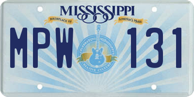 MS license plate MPW131