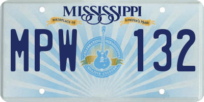 MS license plate MPW132