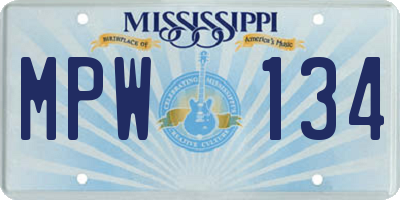 MS license plate MPW134