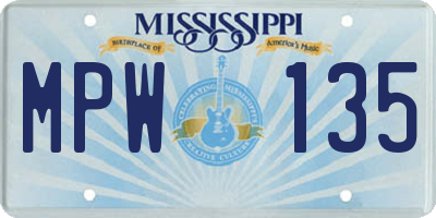 MS license plate MPW135