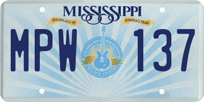 MS license plate MPW137