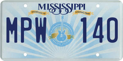 MS license plate MPW140