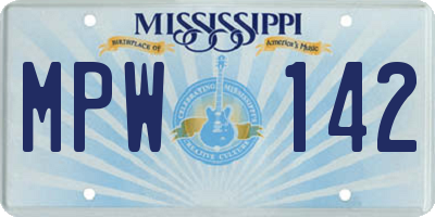 MS license plate MPW142