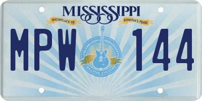 MS license plate MPW144