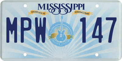 MS license plate MPW147