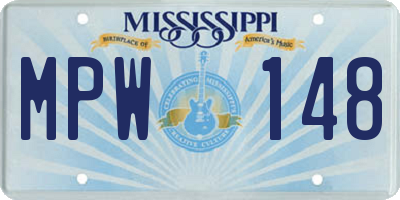 MS license plate MPW148