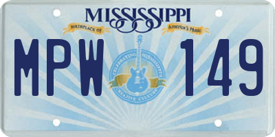 MS license plate MPW149