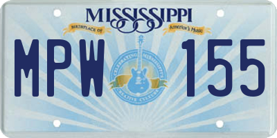 MS license plate MPW155