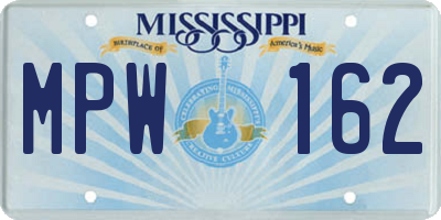 MS license plate MPW162