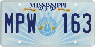 MS license plate MPW163