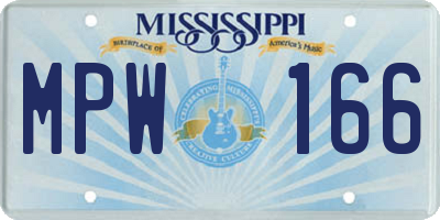 MS license plate MPW166