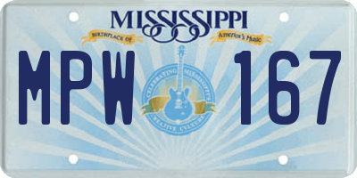 MS license plate MPW167
