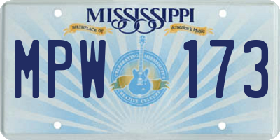MS license plate MPW173