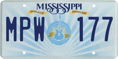 MS license plate MPW177