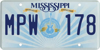 MS license plate MPW178