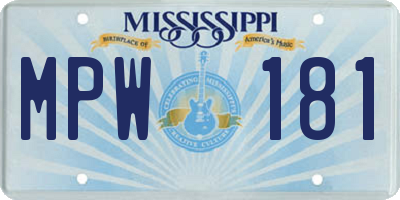 MS license plate MPW181