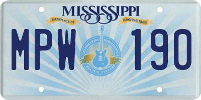 MS license plate MPW190
