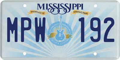 MS license plate MPW192