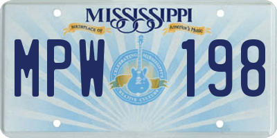MS license plate MPW198