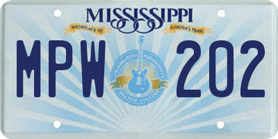 MS license plate MPW202