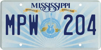 MS license plate MPW204
