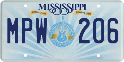 MS license plate MPW206