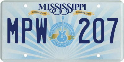 MS license plate MPW207