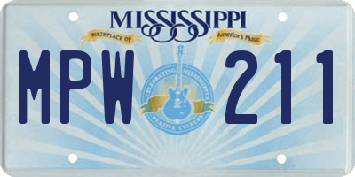 MS license plate MPW211