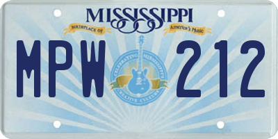 MS license plate MPW212