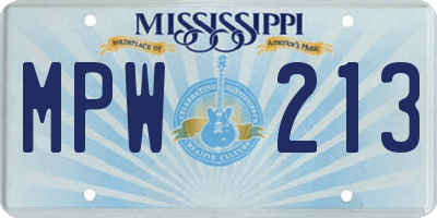 MS license plate MPW213