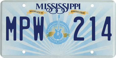 MS license plate MPW214