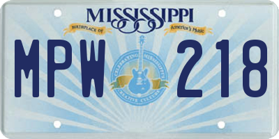 MS license plate MPW218