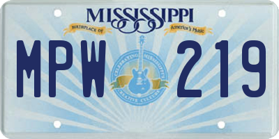 MS license plate MPW219