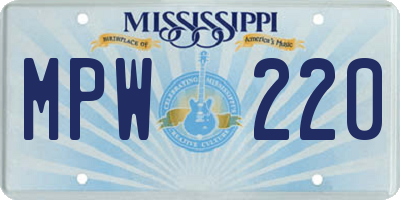 MS license plate MPW220