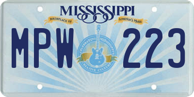 MS license plate MPW223