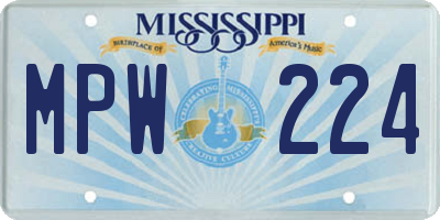 MS license plate MPW224