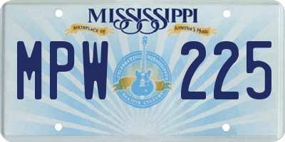 MS license plate MPW225