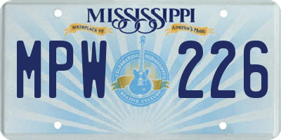 MS license plate MPW226