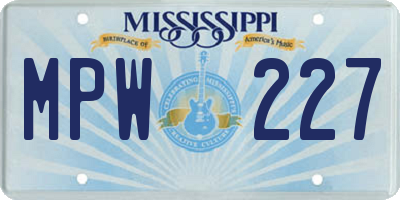 MS license plate MPW227