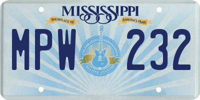 MS license plate MPW232